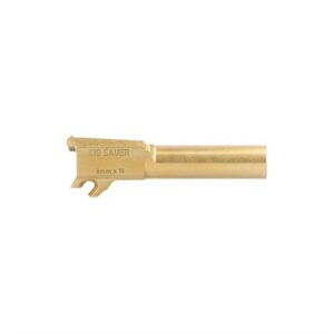 Gold Sig Sauer 9mm gun barrel for pistols.