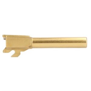 Gold-colored pistol barrel, side view