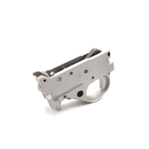 Silver gun part on white background