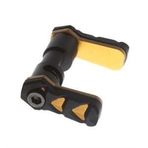 Black and gold lever for firearms.