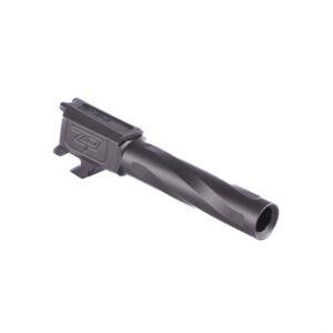 Black gun barrel on white background.