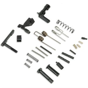 AR-15 lower parts kit components displayed.