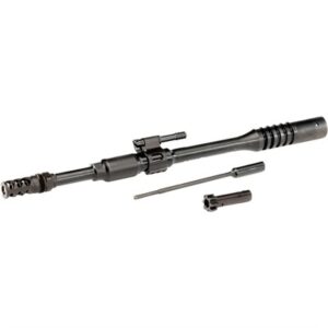 Rifle barrel with components on white background