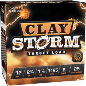 Clay Storm target load shotgun shells package.