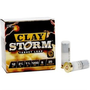 Clay Storm target load ammunition box and shells