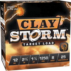 Clay Storm target load shotshells packaging.