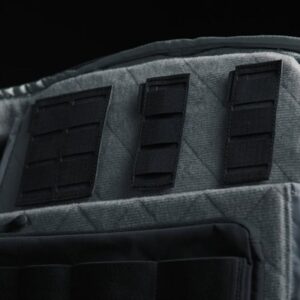 Tactical backpack with modular attachment panels.