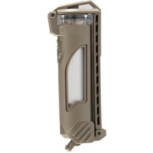 Tan polymer survival tool with windowed compartment