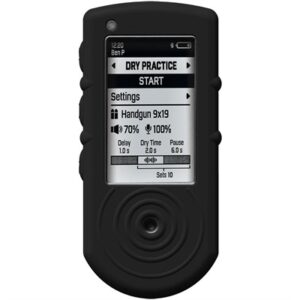 Training device displaying handgun practice settings.