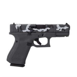Black handgun with camo design