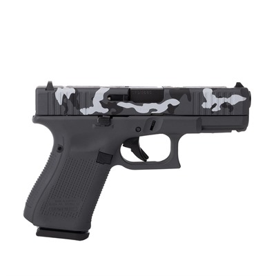 Black handgun with camo design