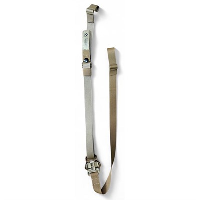 Adjustable tan and gray shoulder strap