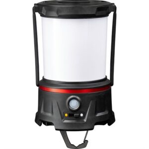 Portable LED camping lantern with handle.