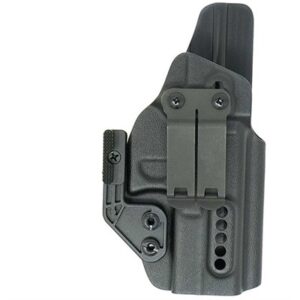 Black gun holster with clip attachment.