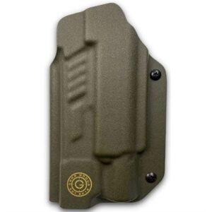 Tactical Kydex handgun holster, olive drab color.