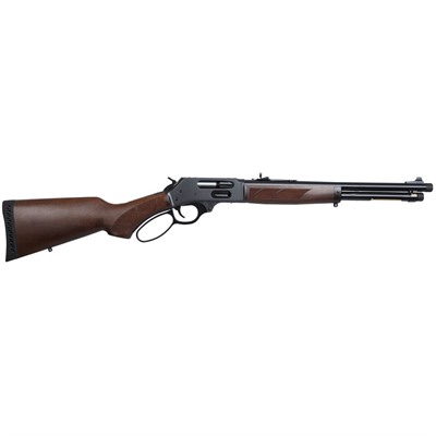 Lever action rifle with wooden stock and barrel.
