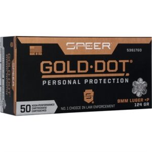 Speer Gold Dot 9mm ammo box, personal protection.