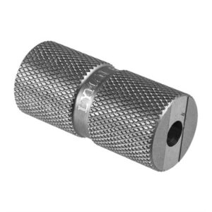 Textured metal cylinder with central hole.