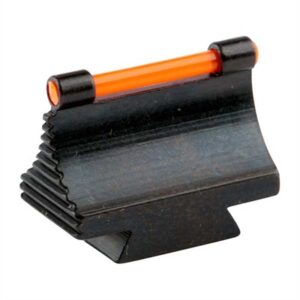 Rifle sight with orange fiber optic insert.