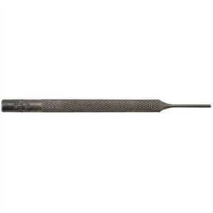 Small metal punch tool with textured grip handle.