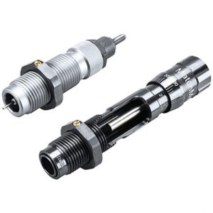 Two precision bullet seating dies for reloading ammunition.