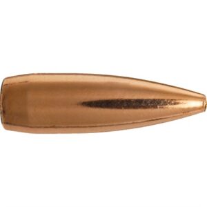 Copper bullet projectile, streamlined shape, isolated view.