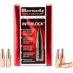 Hornady Interlock bullets box with ammunition.