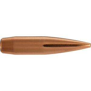 Copper-colored bullet projectile on white background.