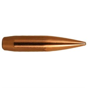 Copper rifle bullet isolated on white background.