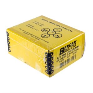 Box of Berger 6.5mm 130 grain rifle bullets.