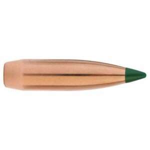 Copper rifle bullet with green tip