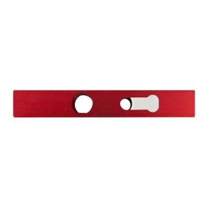 Red metal leveling tool with cutouts