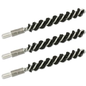 Three black spiral gun cleaning brushes on display.