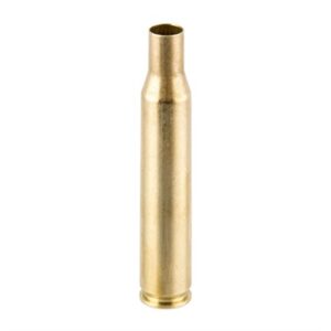 Empty brass rifle cartridge casing close-up