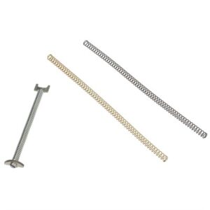 Set of three metal springs on white background.