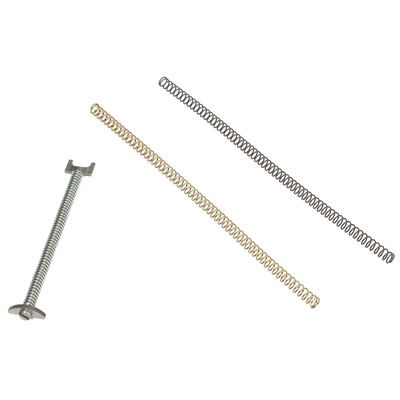 Set of three metal springs on white background.