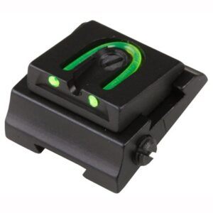 Black iron sight with green illumination.