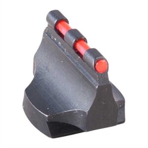 Black front sight with red fiber optic insert.
