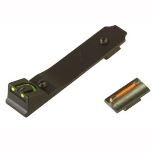 Rifle sights with fiber optics for precision shooting.