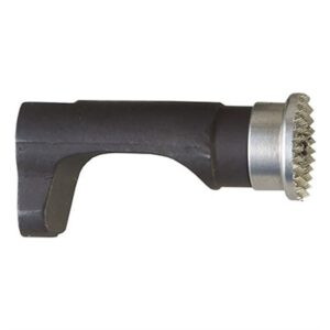 Rifle scope mount with textured adjustment knob.