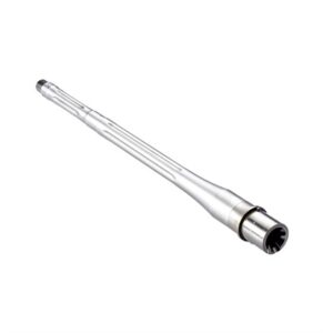 Silver firearm barrel with precision grooves