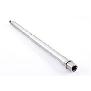 Stainless steel cylindrical mechanical part on white background.