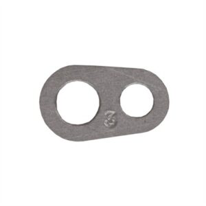 Metal shim with two holes and number 3