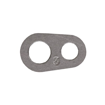 Metal shim with two holes and number 3
