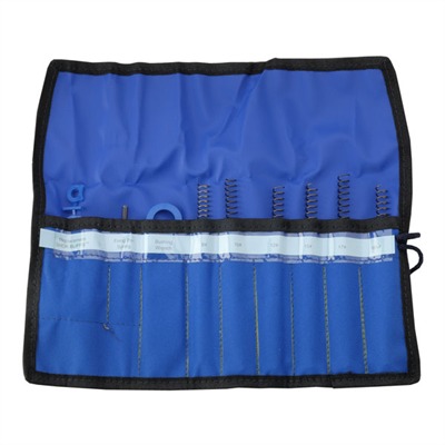 Blue gun cleaning kit with brushes and tools