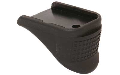 Black handgun magazine grip extension baseplate