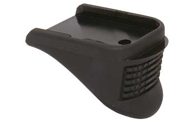 Black handgun magazine grip extension attachment