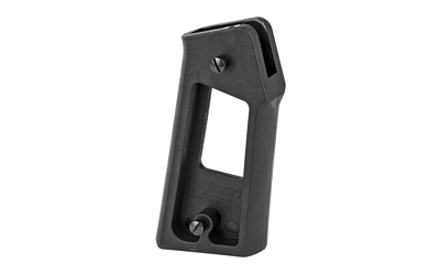 Black angled firearm accessory with mounting screws.