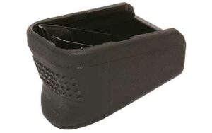 Black handgun magazine grip extension base pad