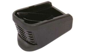Black pistol magazine base plate extension